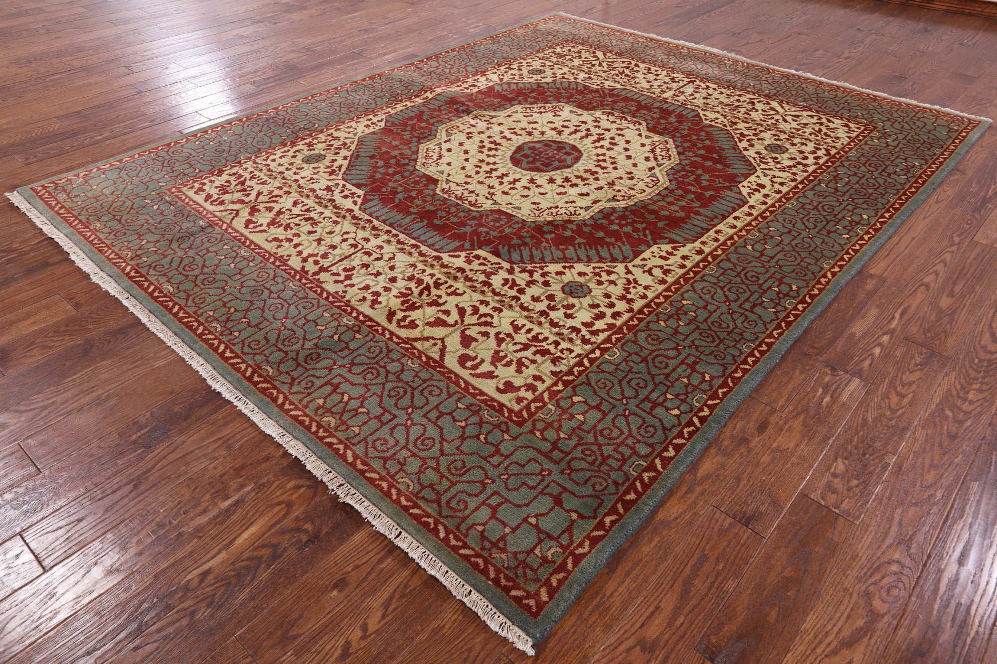 Geometric Persian Mamluk Hand Knotted Wool Rug - 8' 0" X 10' 0'' - Golden Nile
