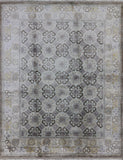 100% Silk Grey Hand Knotted Wool Area Rug 8 X 10 - Golden Nile