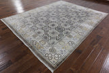 100% Silk Grey Hand Knotted Wool Area Rug 8 X 10 - Golden Nile