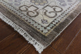 100% Silk Grey Hand Knotted Wool Area Rug 8 X 10 - Golden Nile