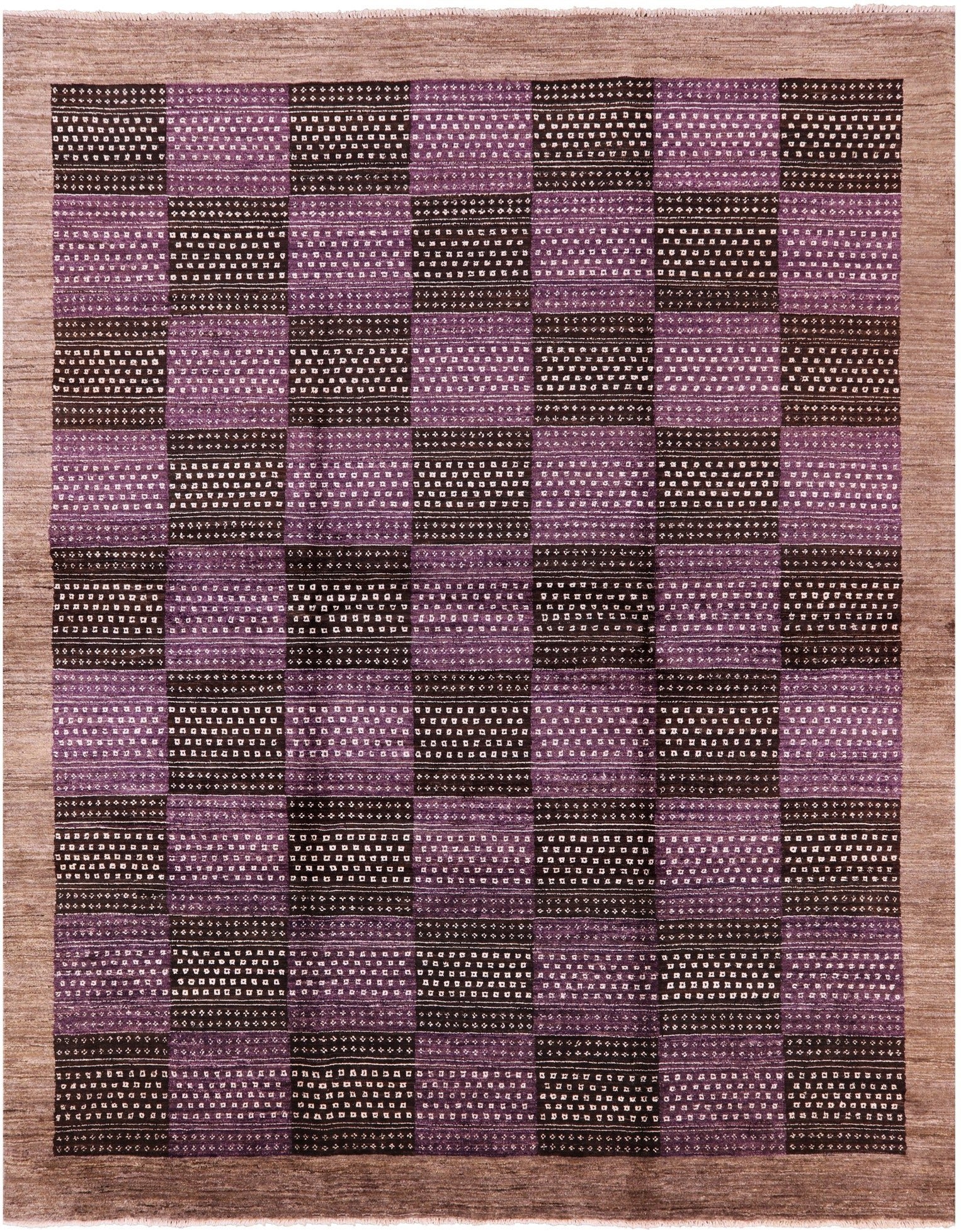 Double Knotted Persian Gabbeh Handmade Wool Rug - 8' 1" X 10' 2" - Golden Nile