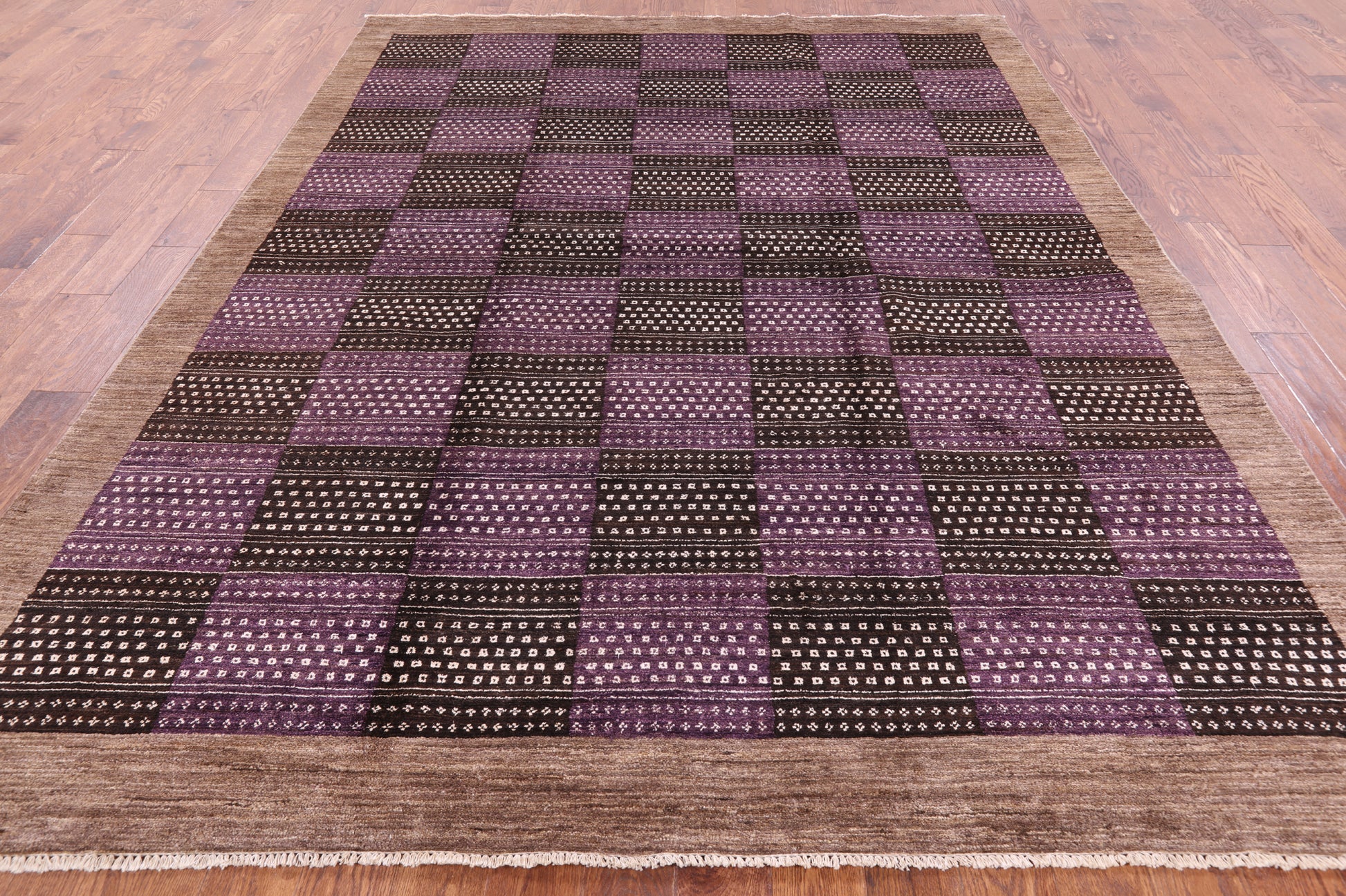 Double Knotted Persian Gabbeh Handmade Wool Rug - 8' 1" X 10' 2" - Golden Nile