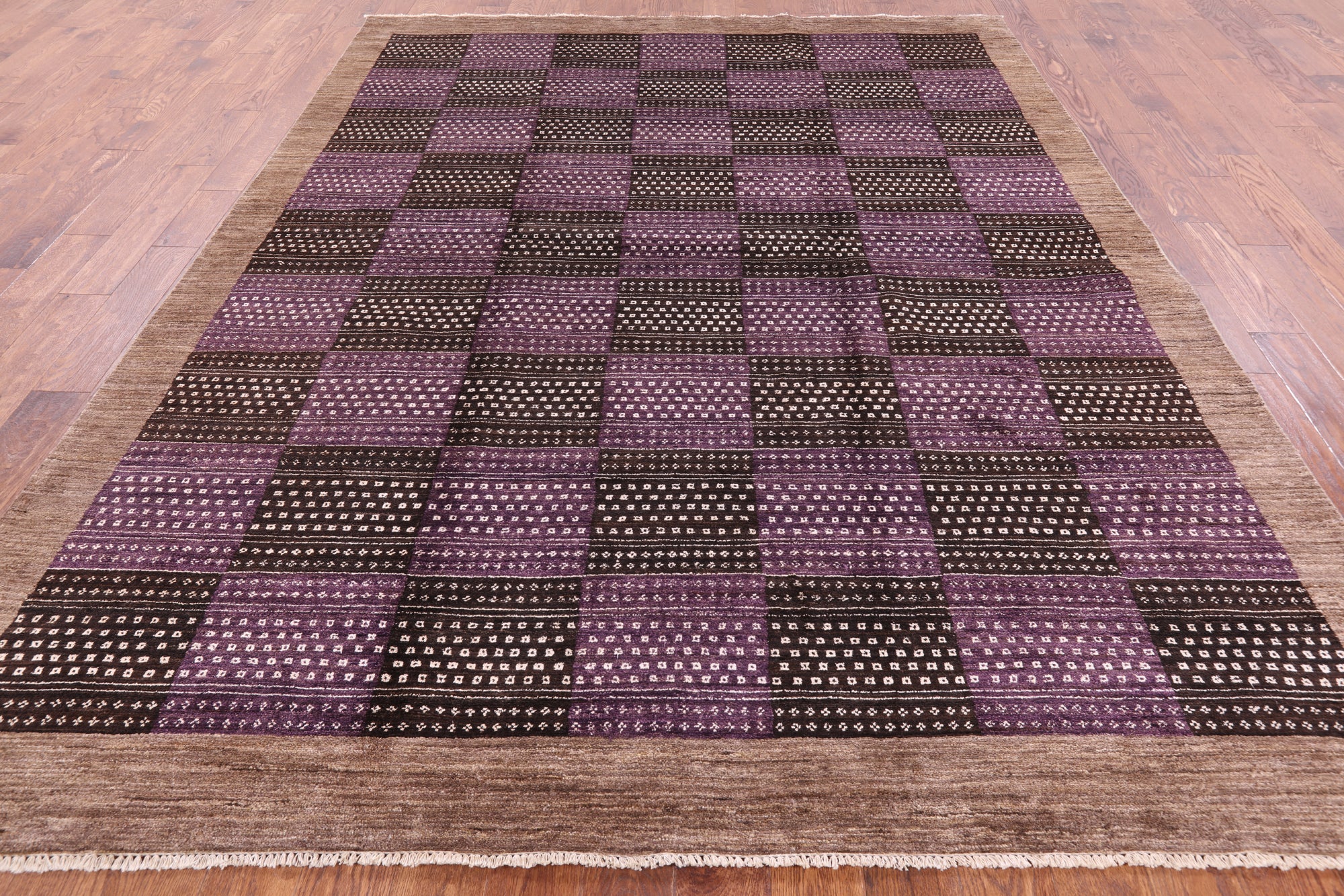 Double Knotted Persian Gabbeh Handmade Wool Rug - 8' 1" X 10' 2" - Golden Nile