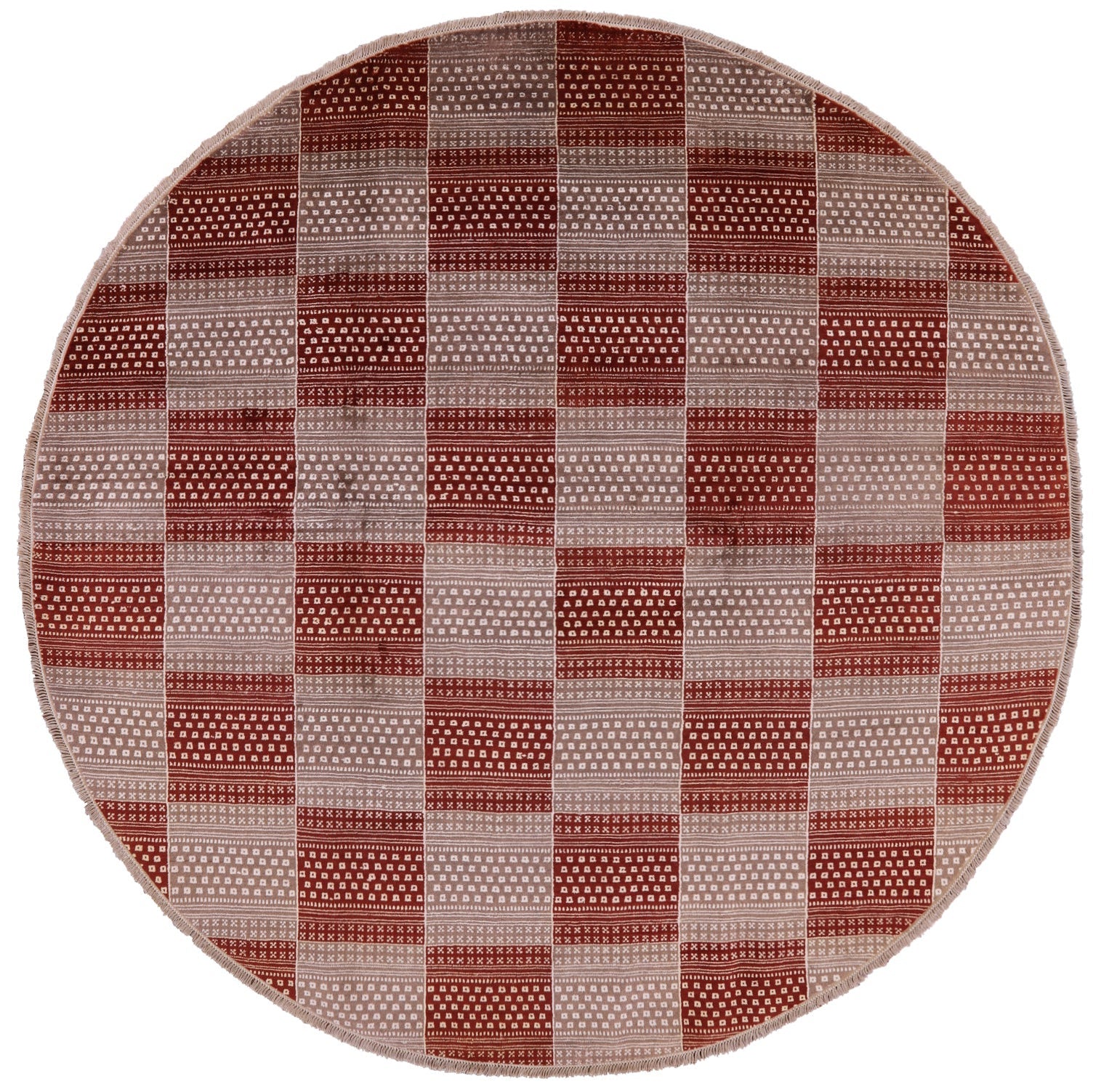 Round Persian Gabbeh Handmade Wool Rug - 8' 2" X 8' 2" - Golden Nile