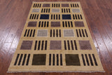 Tribal Gabbeh Hand Knotted Wool Rug - 4' 2" X 6' 4" - Golden Nile