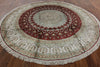 10 X 10 Round 100% Silk Red Kashan Hand Knotted Area Rug - Golden Nile