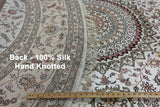 100% Silk Ivory Round Persian Kashan Area Rug 9 X 9 - Golden Nile