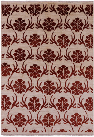 Ivory Tribal Gabbeh Handmade Rug - 5' 7