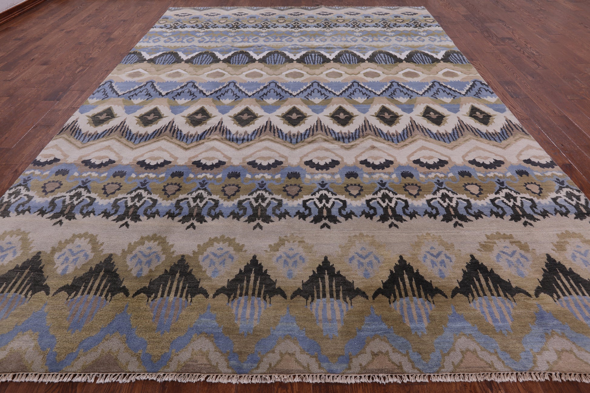 Ikat Handmade Wool Rug - 10' 0" X 14' 0" - Golden Nile