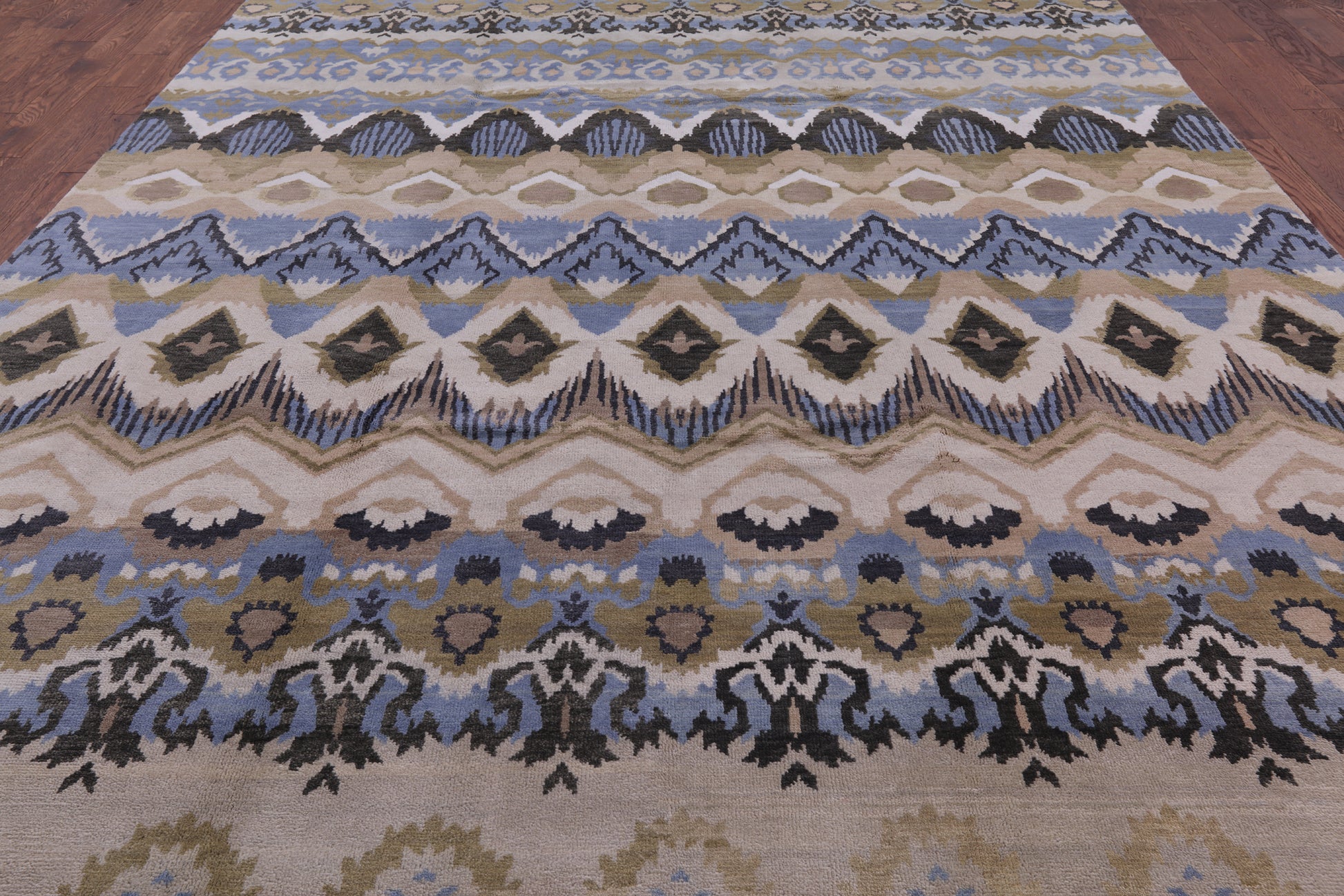 Ikat Handmade Wool Rug - 10' 0" X 14' 0" - Golden Nile