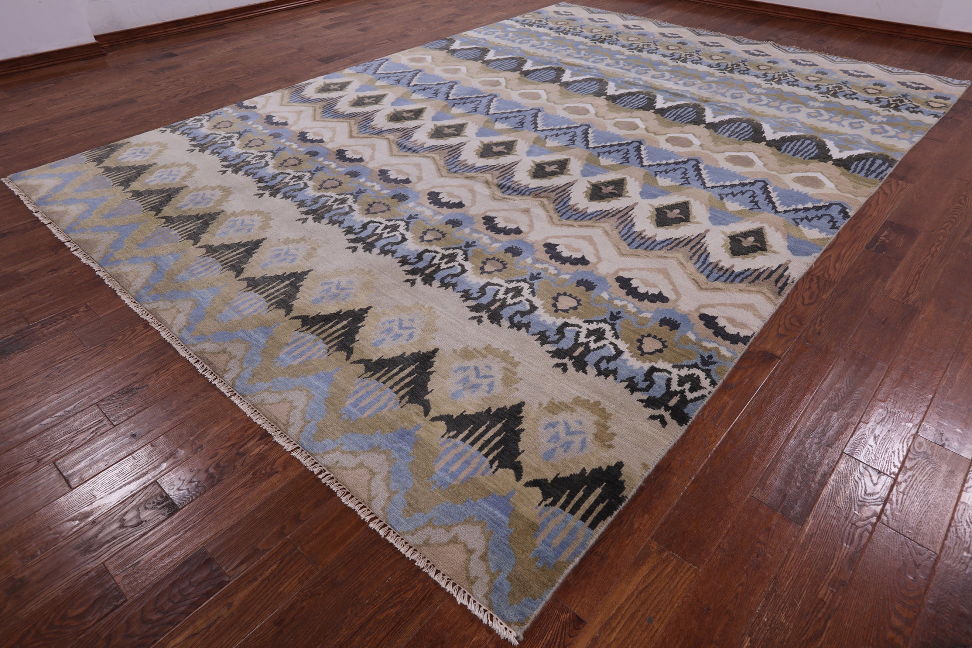 Ikat Handmade Wool Rug - 10' 0" X 14' 0" - Golden Nile
