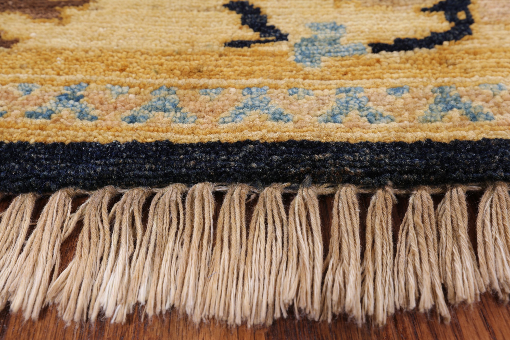 Signed Peshawar Hand Knotted Wool Rug - 8' 0" X 9' 9" - Golden Nile