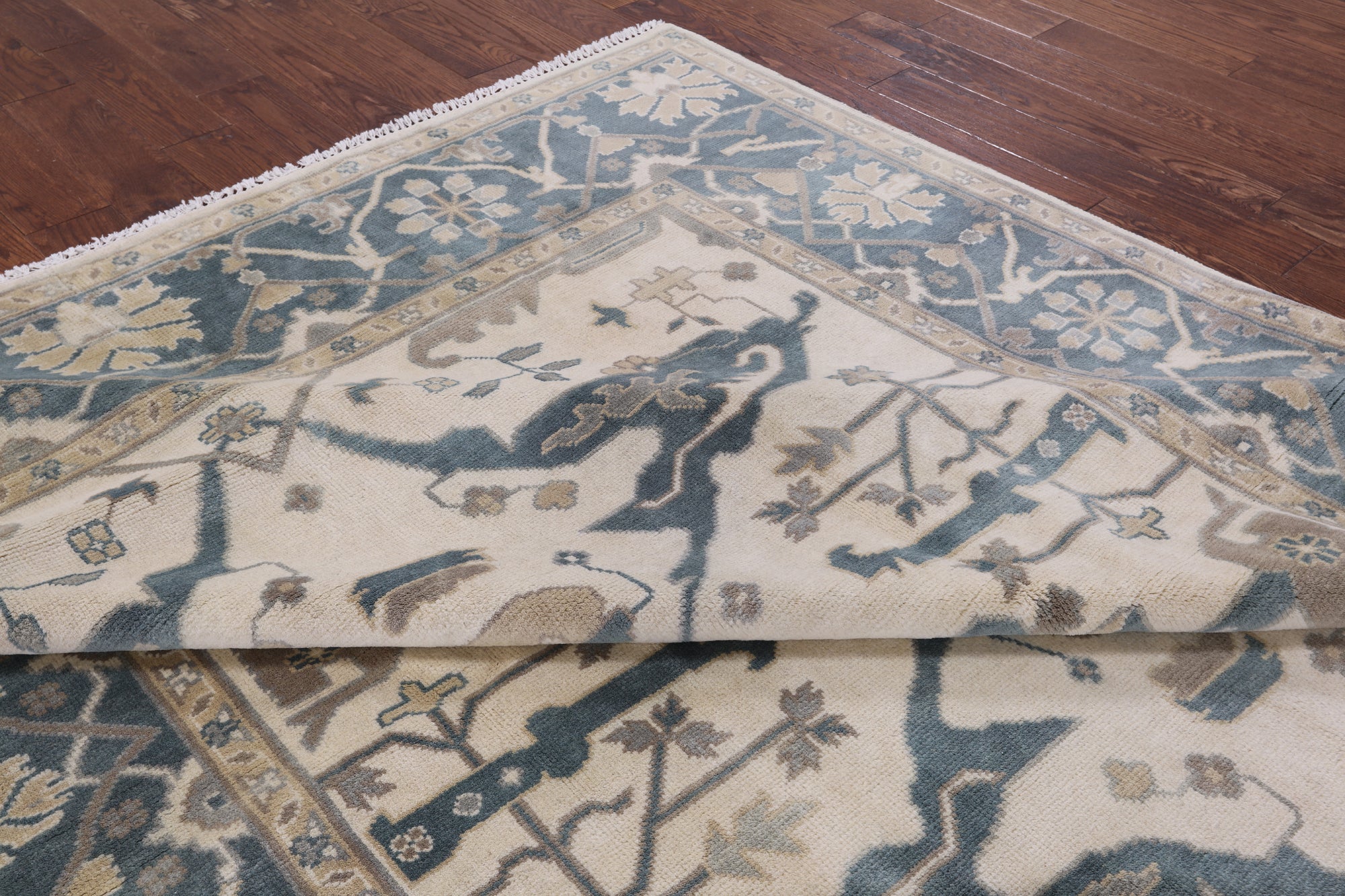 Ivory Turkish Oushak Handmade Wool Rug - 8' 0" X 9' 10" - Golden Nile