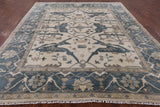 Ivory Turkish Oushak Handmade Wool Rug - 8' 0" X 9' 10" - Golden Nile