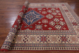Red Kazak Handmade Rug - 8' 1" X 11' 8" - Golden Nile