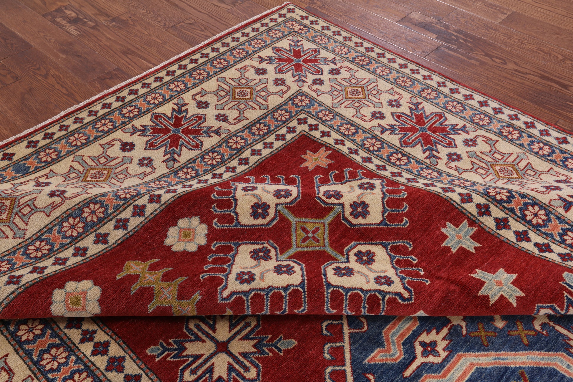 Red Kazak Handmade Rug - 8' 1" X 11' 8" - Golden Nile