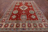 Red Kazak Hand Knotted Area Rug - 7' 10" X 10' 10" - Golden Nile