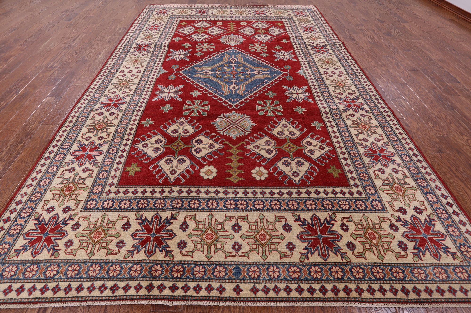 Red Kazak Handmade Area Rug - 8' 2" X 12' 3" - Golden Nile