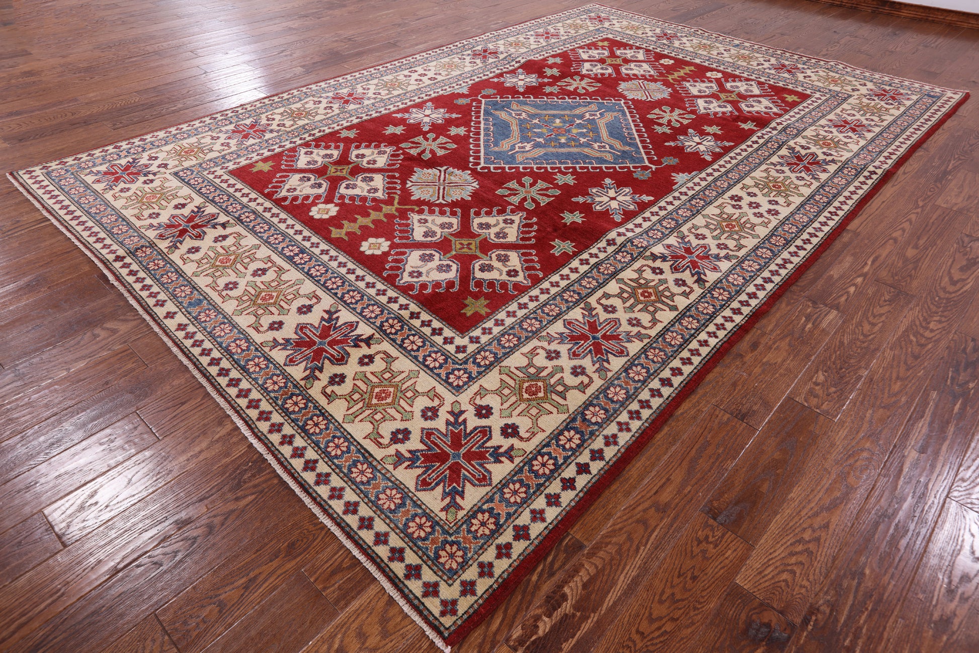 Red Kazak Handmade Area Rug - 8' 2" X 12' 3" - Golden Nile
