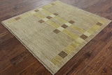 Square Gabbeh Hand Knotted Wool Rug 5 X 5 - Golden Nile