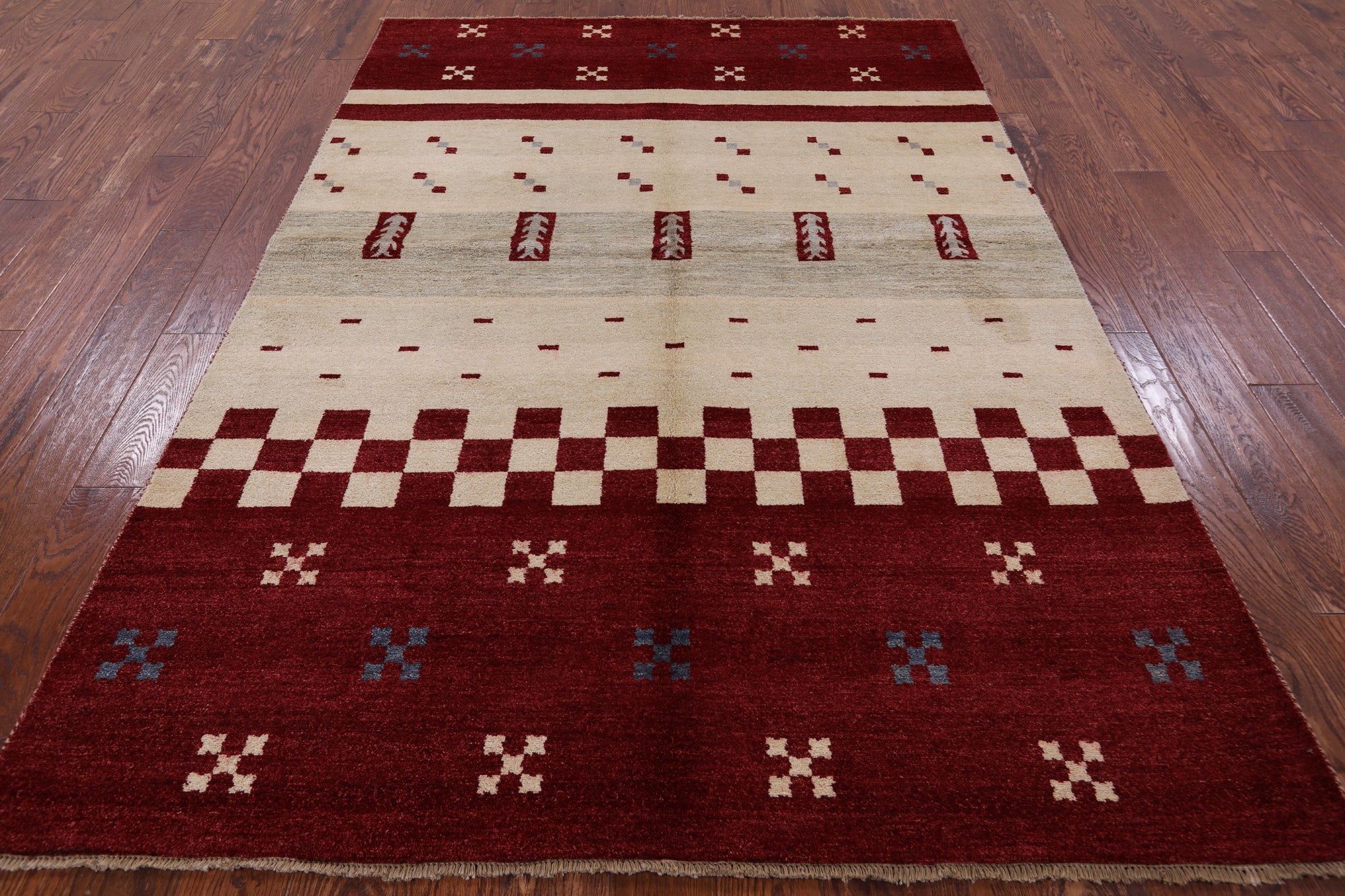 Persian Gabbeh Handmade Wool Rug - 5' 8" X 8' 0" - Golden Nile