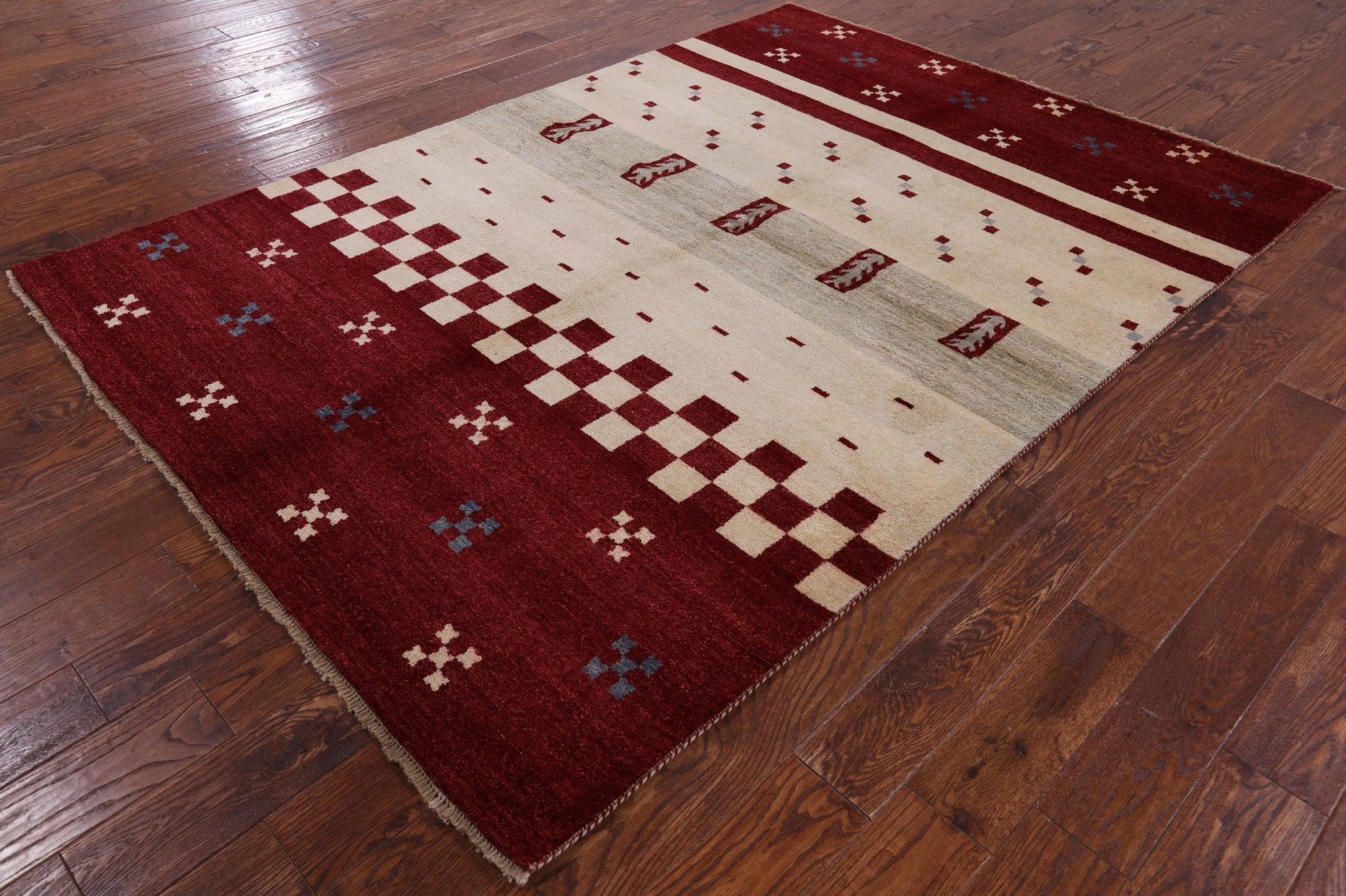 Persian Gabbeh Handmade Wool Rug - 5' 8" X 8' 0" - Golden Nile