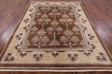 Brown Chobi Peshawar Hand-Knotted Rug - 6' 2" X 8' 5" - Golden Nile
