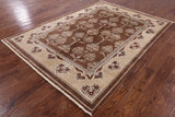 Brown Chobi Peshawar Hand-Knotted Rug - 6' 2" X 8' 5" - Golden Nile