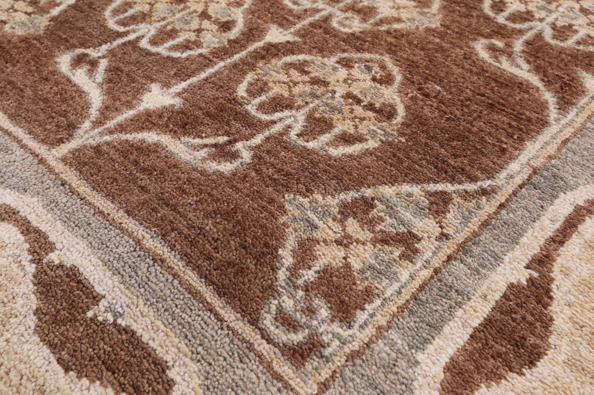 Brown Chobi Peshawar Hand-Knotted Rug - 6' 2" X 8' 5" - Golden Nile