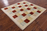 Square Gabbeh Hand Knotted Wool Rug - 5' 1" X 5' 1" - Golden Nile