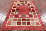 Persian Gabbeh Hand Knotted Wool Area Rug - 4' 1" X 6' 7" - Golden Nile