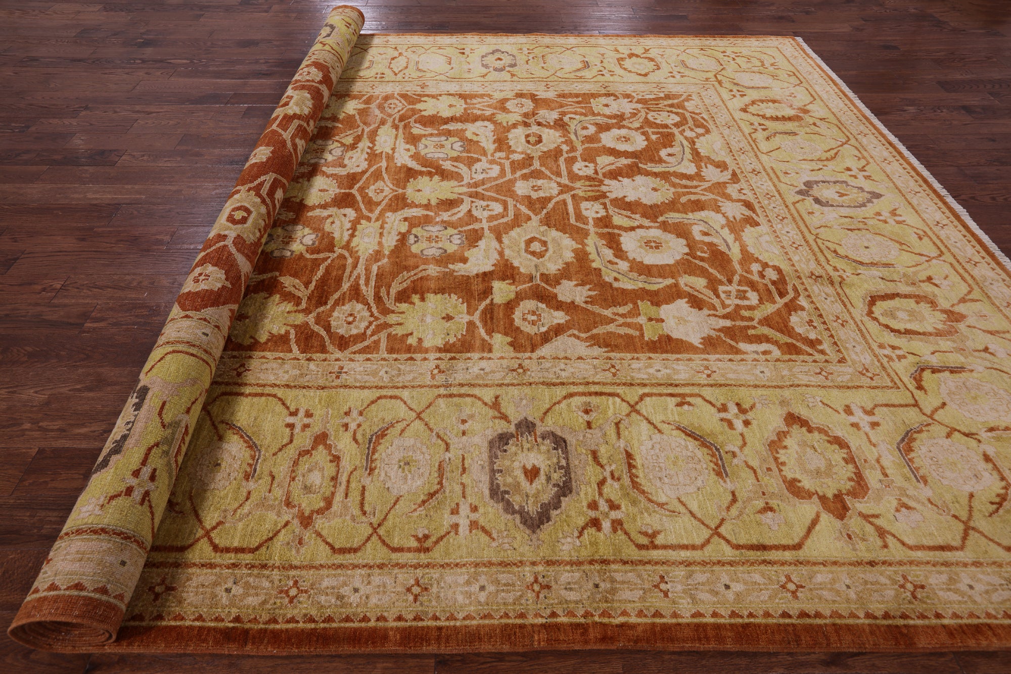 Chobi Peshawar Hand Knotted Rug - 10' 1" X 13' 7" - Golden Nile