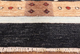 Black Persian Gabbeh Handmade Wool Area Rug - 5' 7" X 8' 5" - Golden Nile