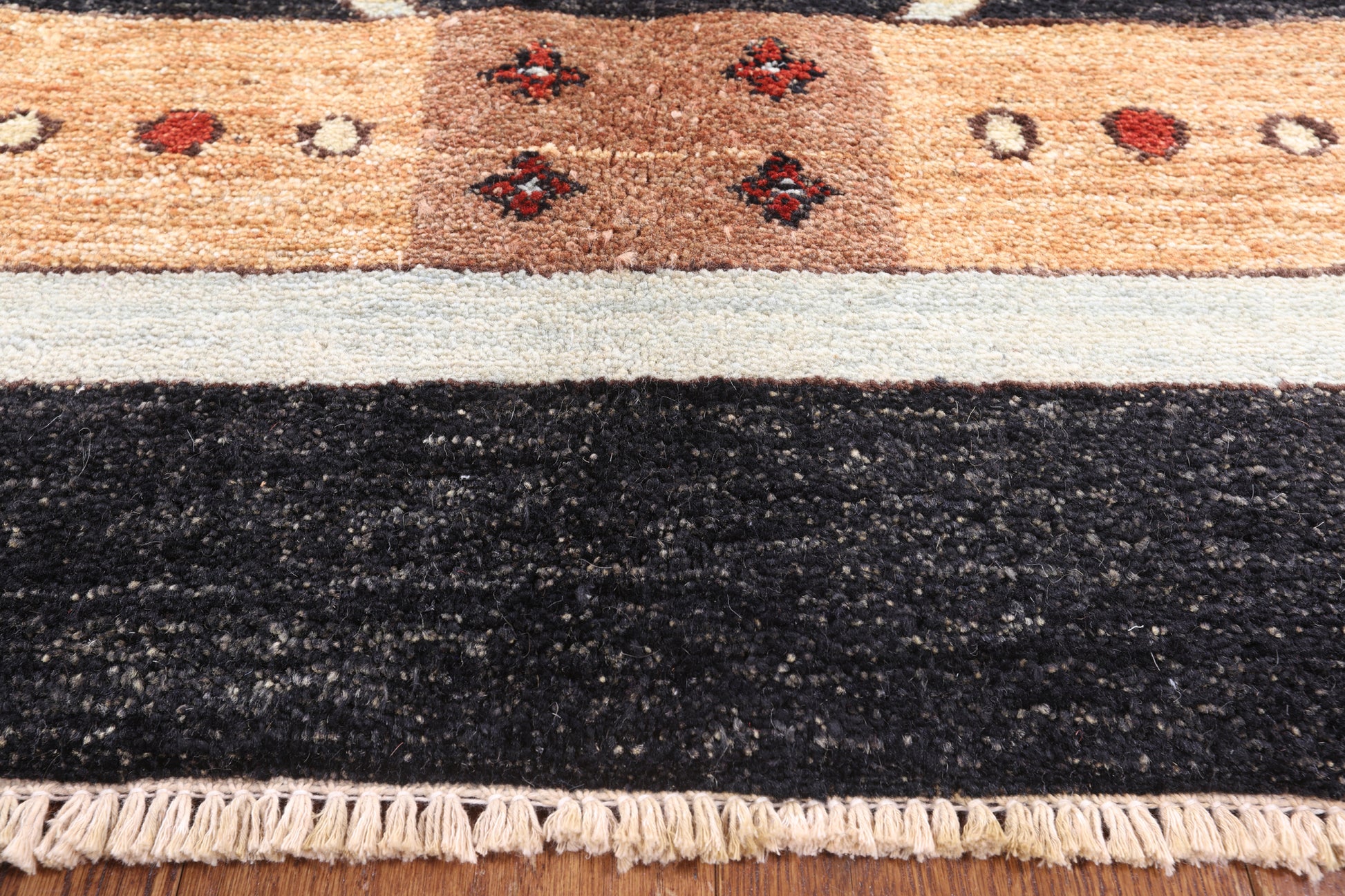 Black Persian Gabbeh Handmade Wool Area Rug - 5' 7" X 8' 5" - Golden Nile