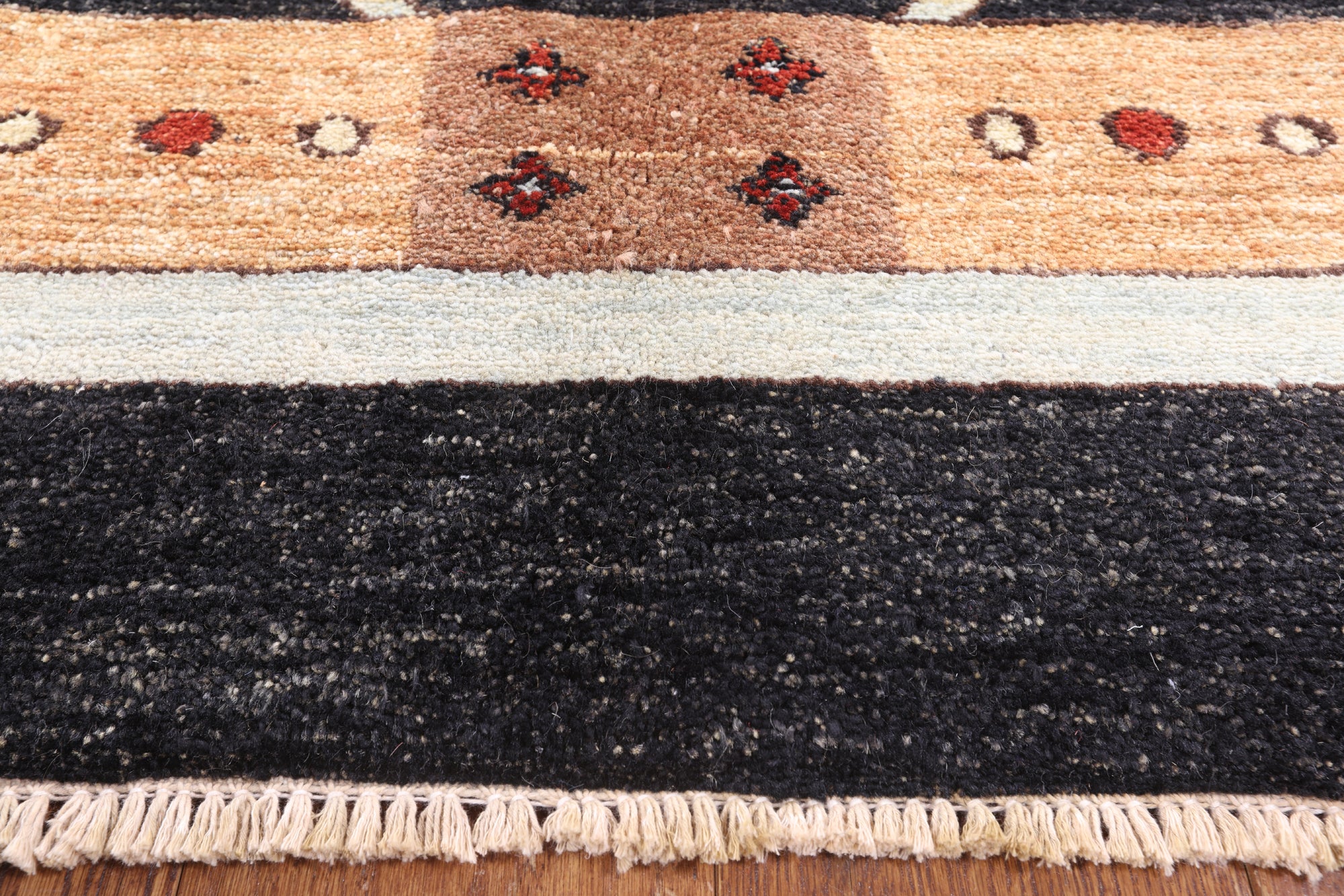 Black Persian Gabbeh Handmade Wool Area Rug - 5' 7" X 8' 5" - Golden Nile