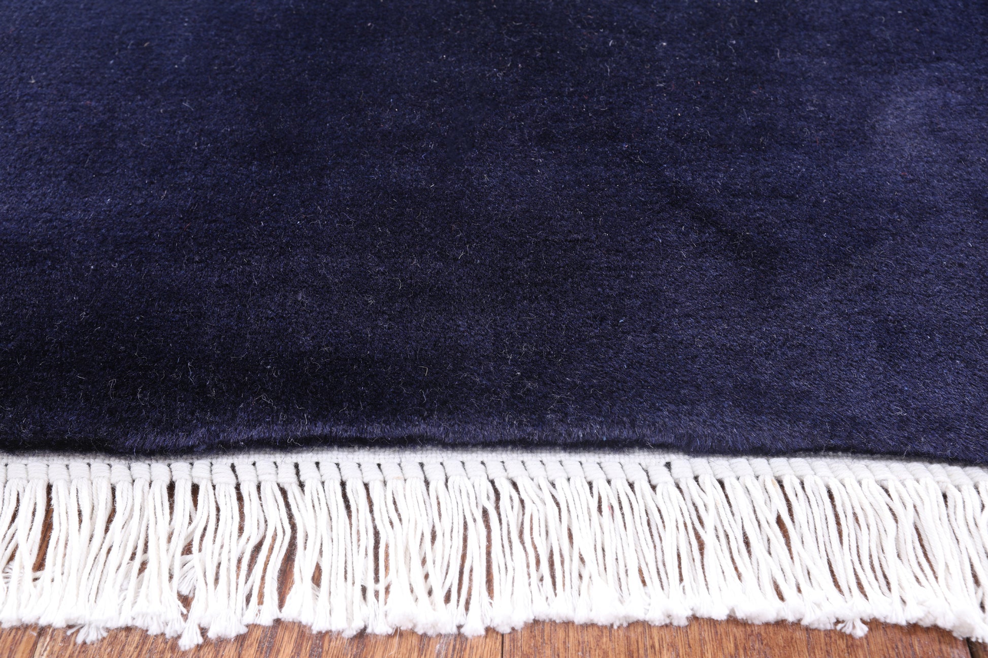 Navy Blue Floral Hand Knotted Wool Area Rug - 9' 0" X 12' 0" - Golden Nile