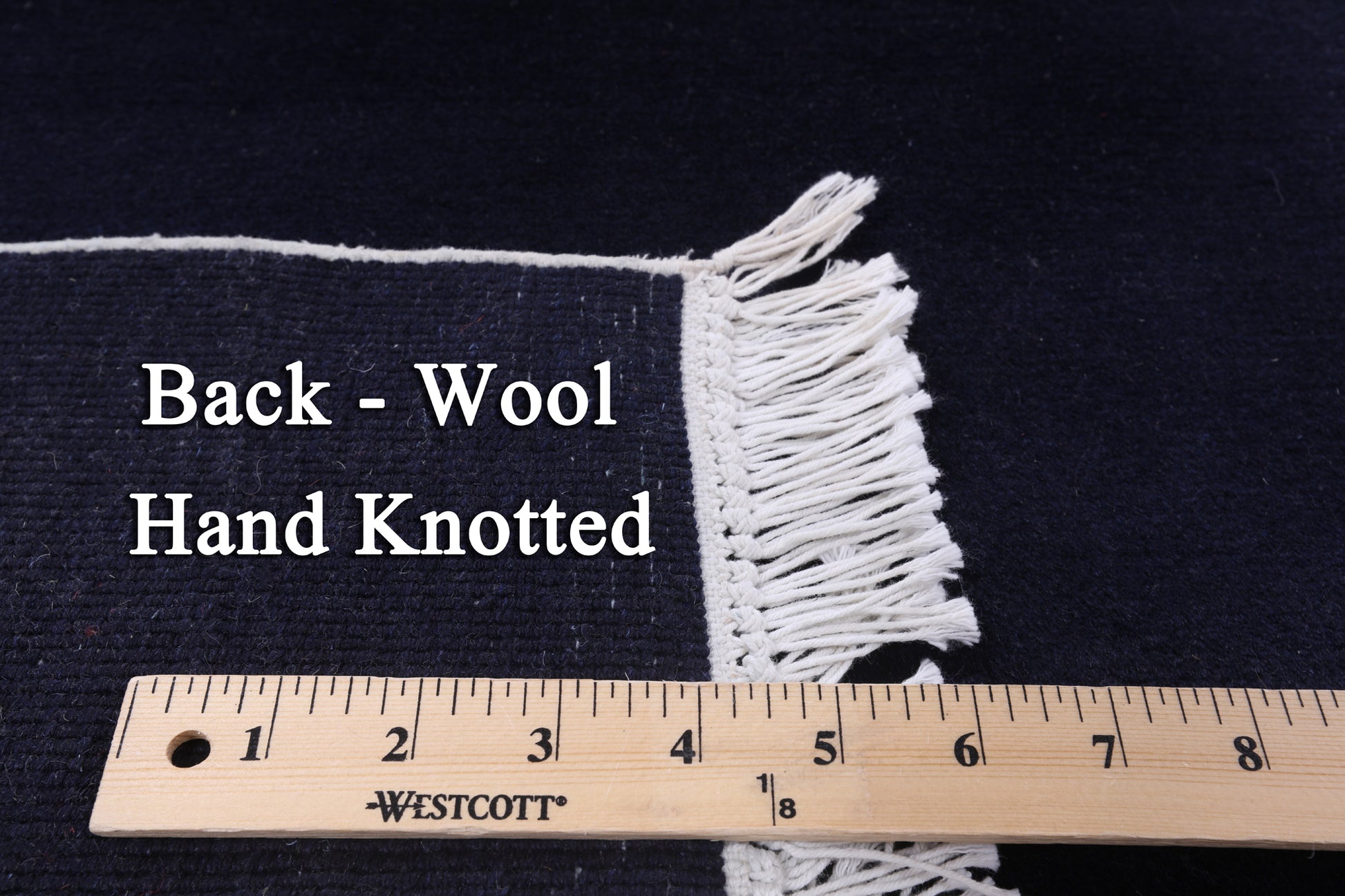 Navy Blue Floral Hand Knotted Wool Area Rug - 9' 0" X 12' 0" - Golden Nile