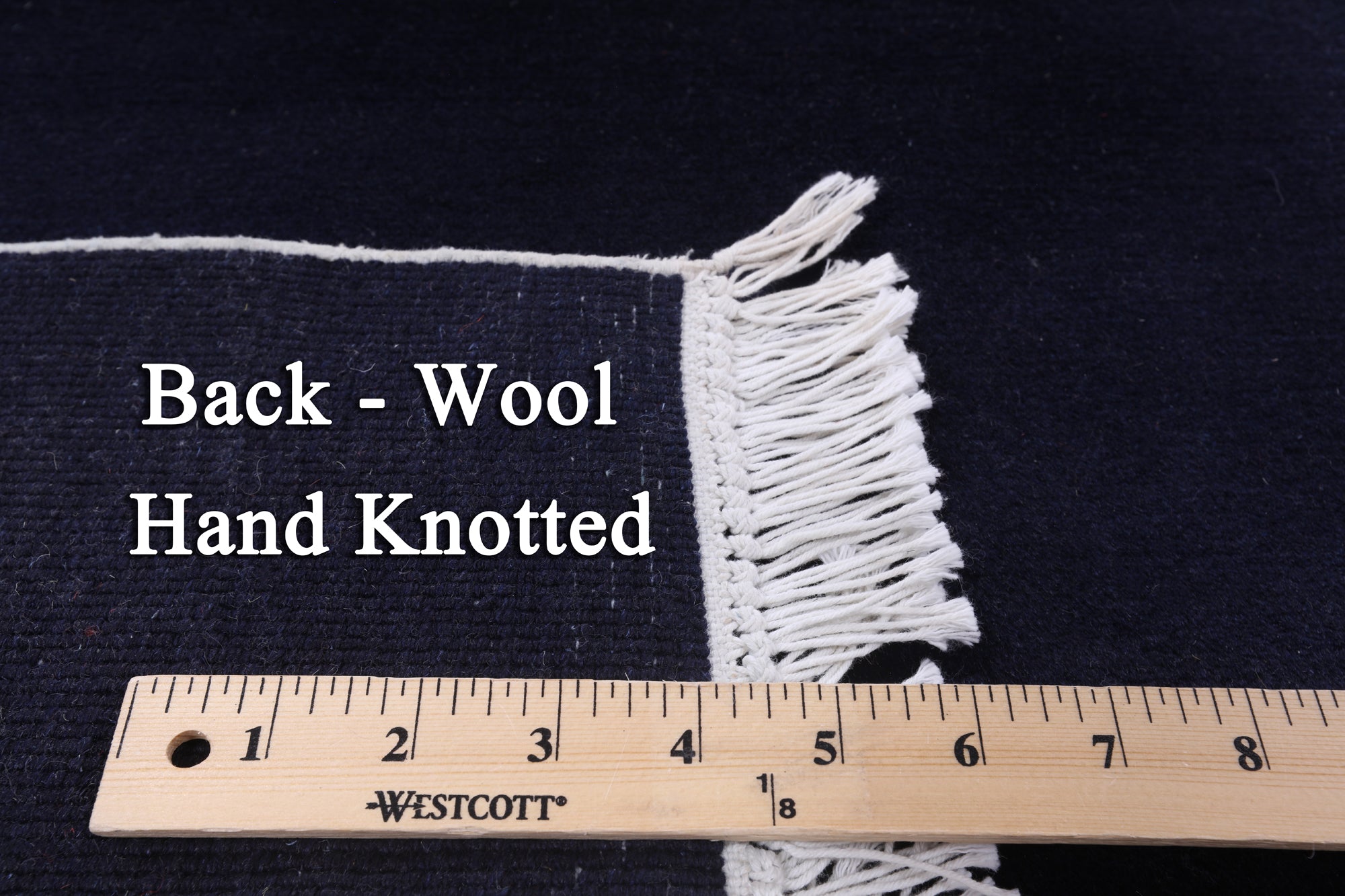 Navy Blue Floral Hand Knotted Wool Area Rug - 9' 0" X 12' 0" - Golden Nile