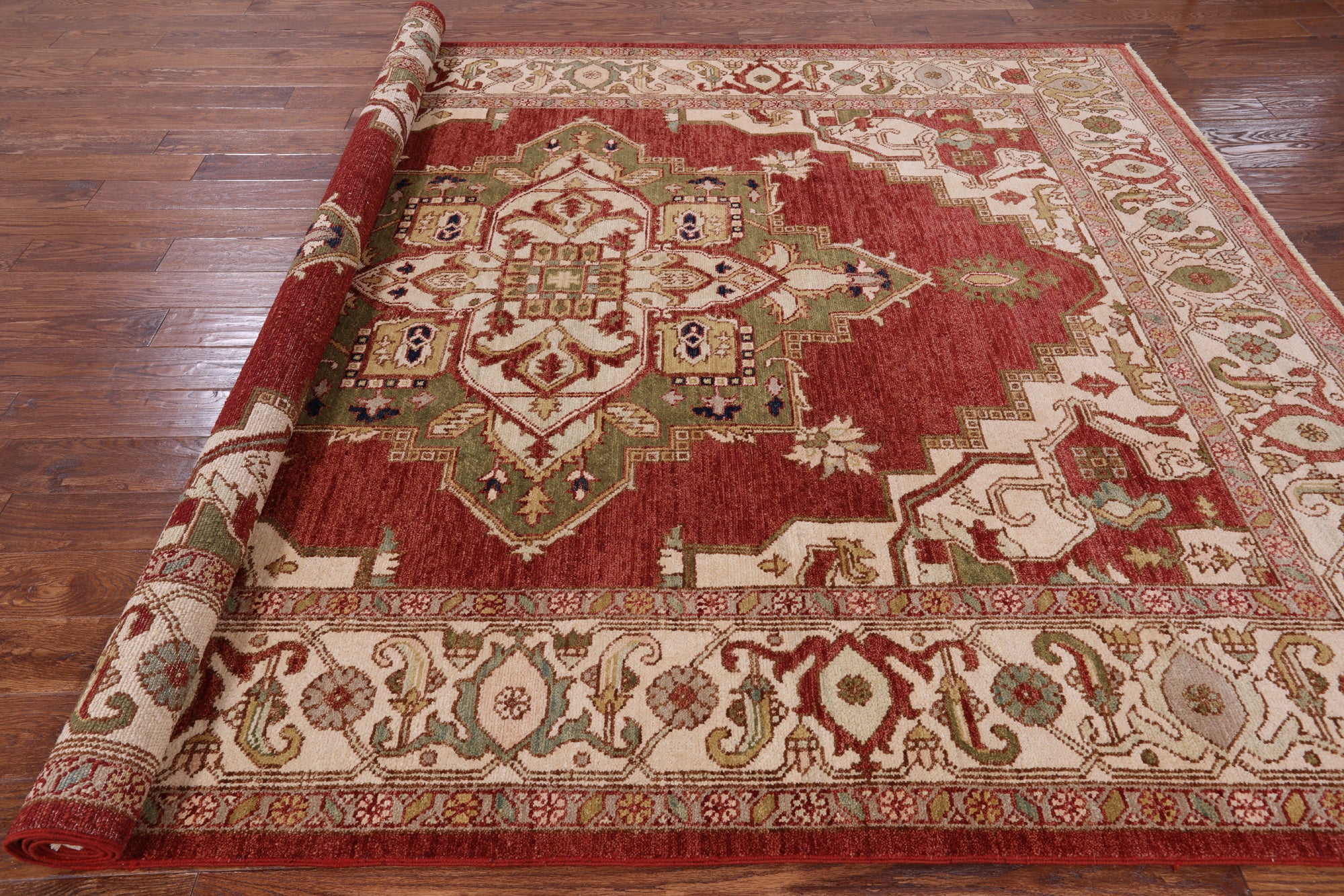 Heriz Serapi Hand Knotted Rug - 8' 0" X 10' 11'' - Golden Nile