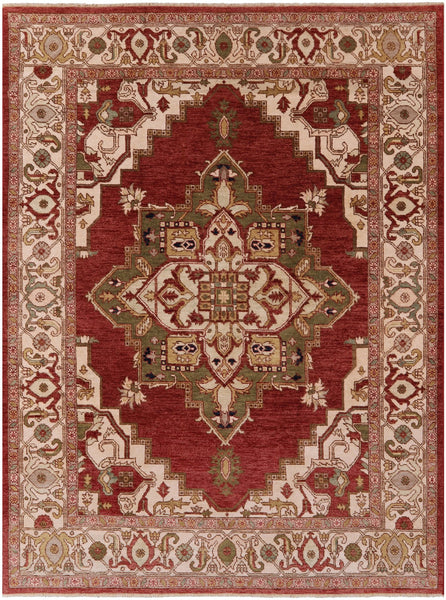 Heriz Serapi Hand Knotted Rug - 8' 0" X 10' 11'' - Golden Nile