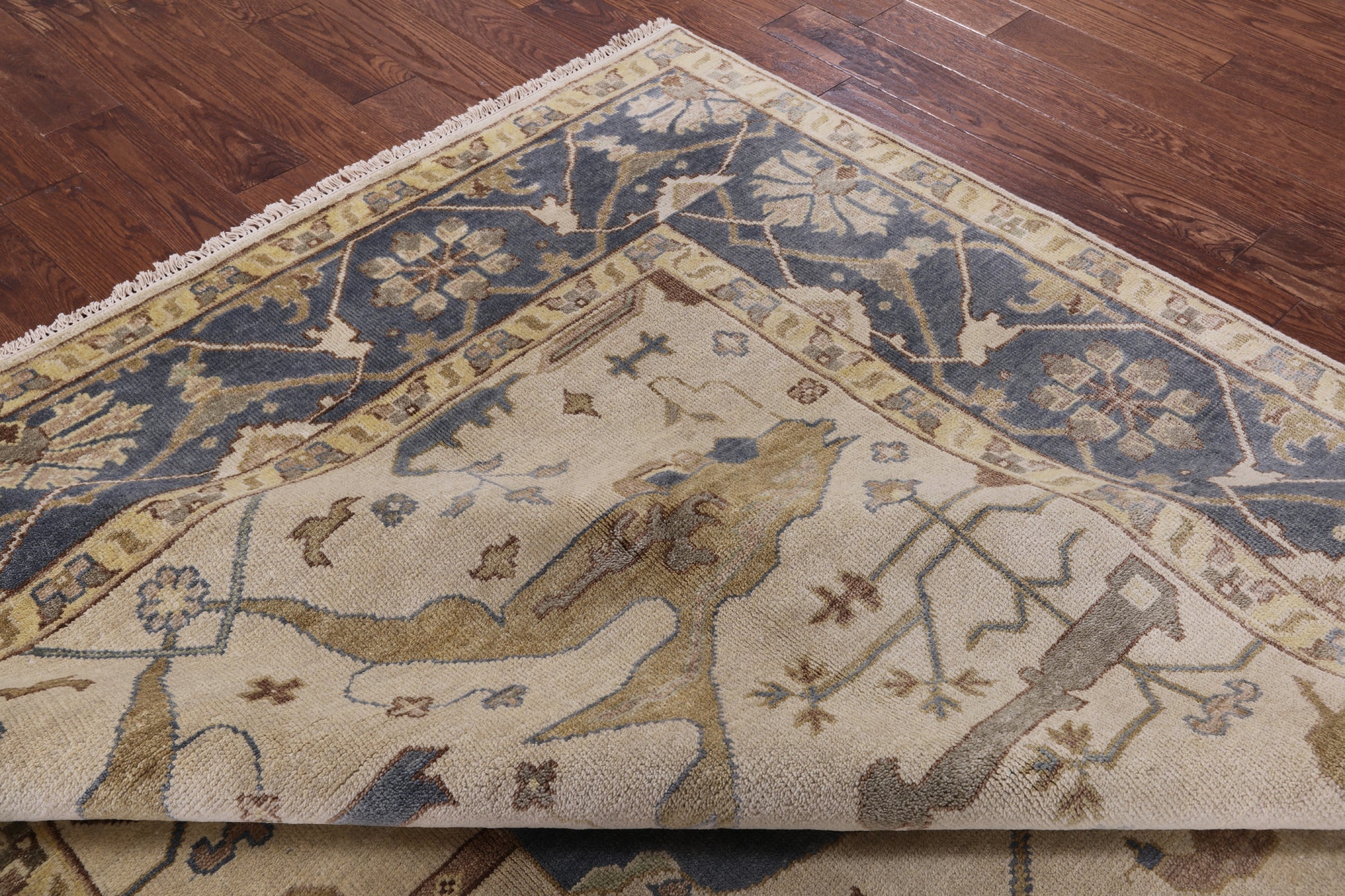 Ivory Turkish Oushak Handmade Wool Area Rug - 8' 2" X 9' 10" - Golden Nile