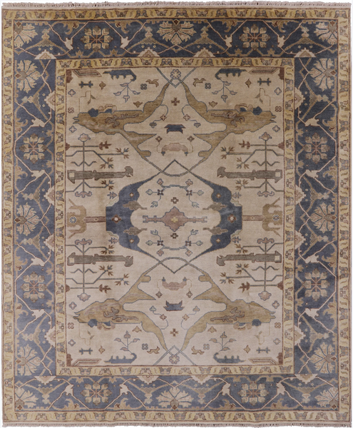 Ivory Turkish Oushak Handmade Wool Area Rug - 8' 2" X 9' 10" - Golden Nile