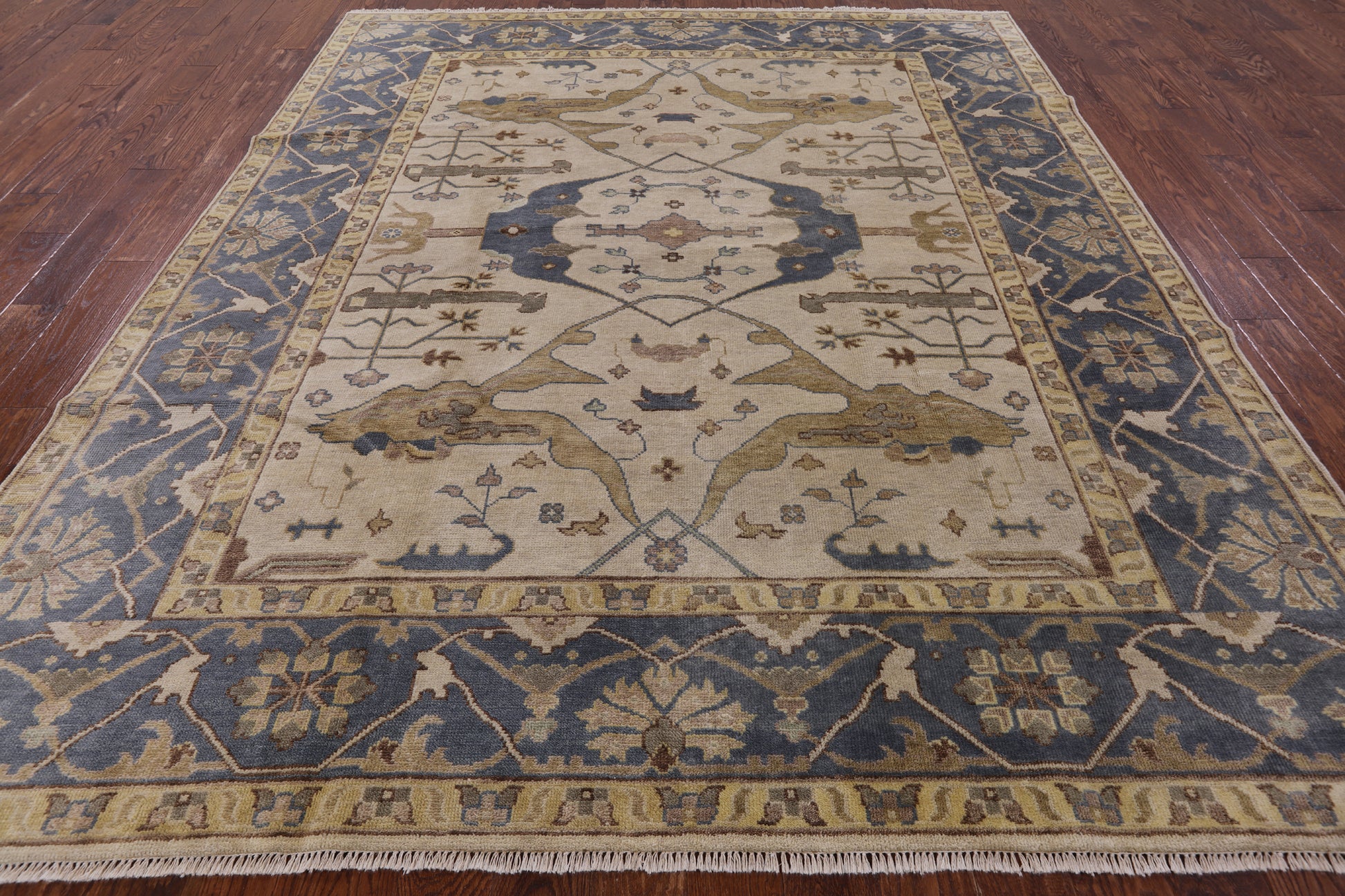 Ivory Turkish Oushak Handmade Wool Area Rug - 8' 2" X 9' 10" - Golden Nile