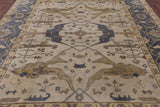 Ivory Turkish Oushak Handmade Wool Area Rug - 8' 2" X 9' 10" - Golden Nile