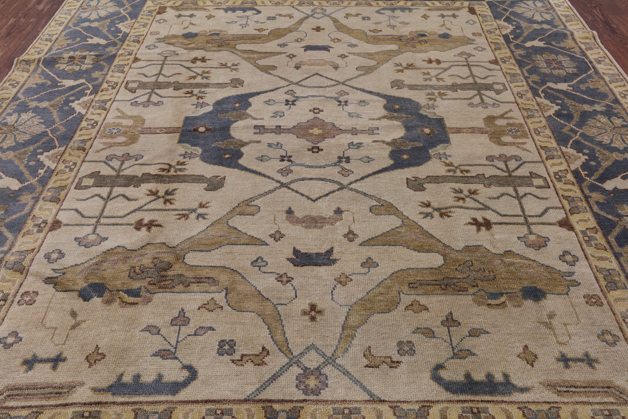 Ivory Turkish Oushak Handmade Wool Area Rug - 8' 2" X 9' 10" - Golden Nile