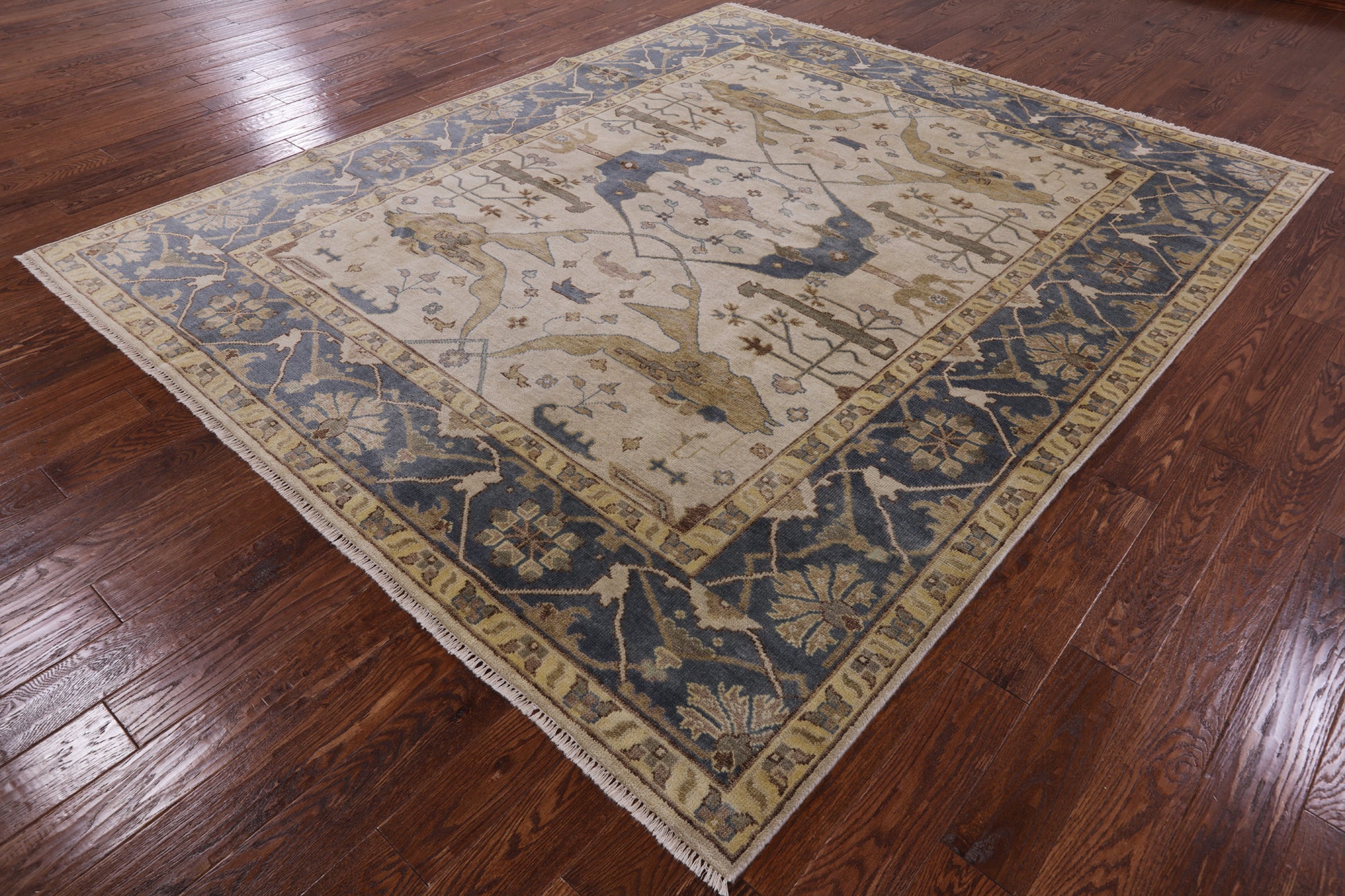 Ivory Turkish Oushak Handmade Wool Area Rug - 8' 2" X 9' 10" - Golden Nile