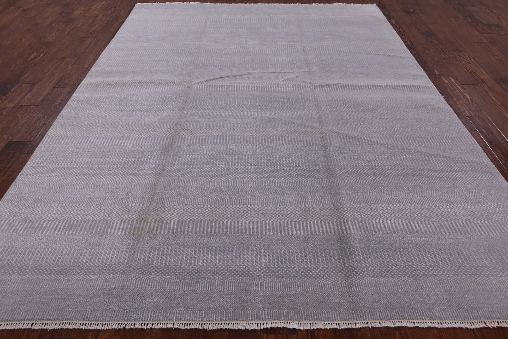 Grey Savannah Grass Hand Knotted Wool & Silk Rug - 8' 1" X 10' 3" - Golden Nile