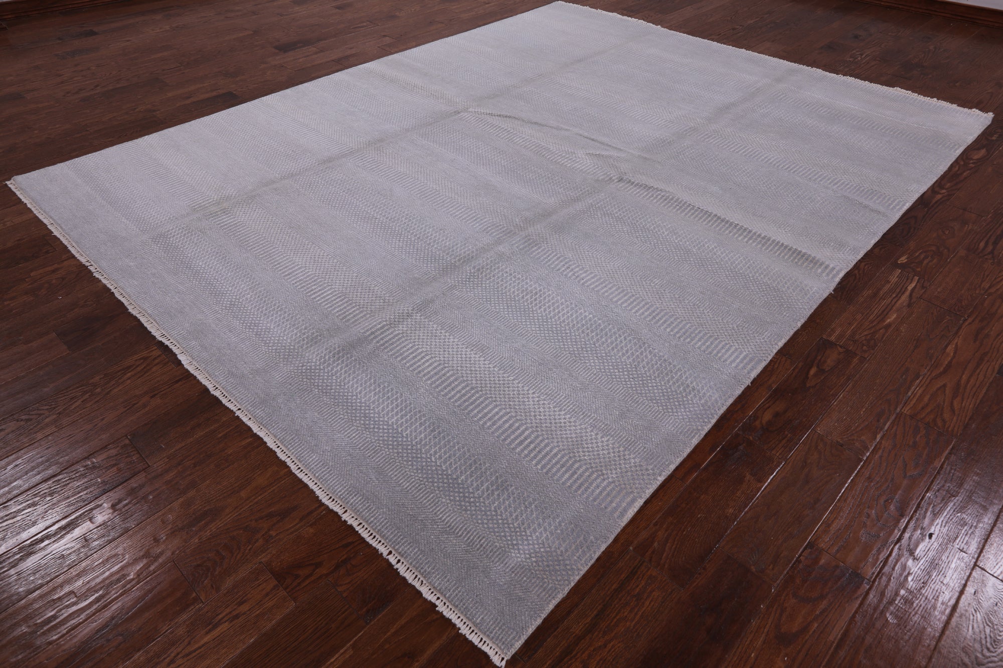 Grey Savannah Grass Hand Knotted Wool & Silk Rug - 8' 1" X 10' 3" - Golden Nile