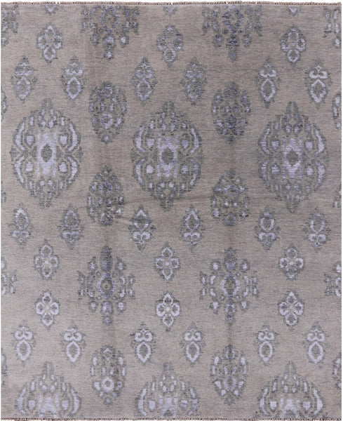 Grey Turkish Oushak Hand Knotted Wool & Silk Rug - 8' 0" X 9' 10" - Golden Nile