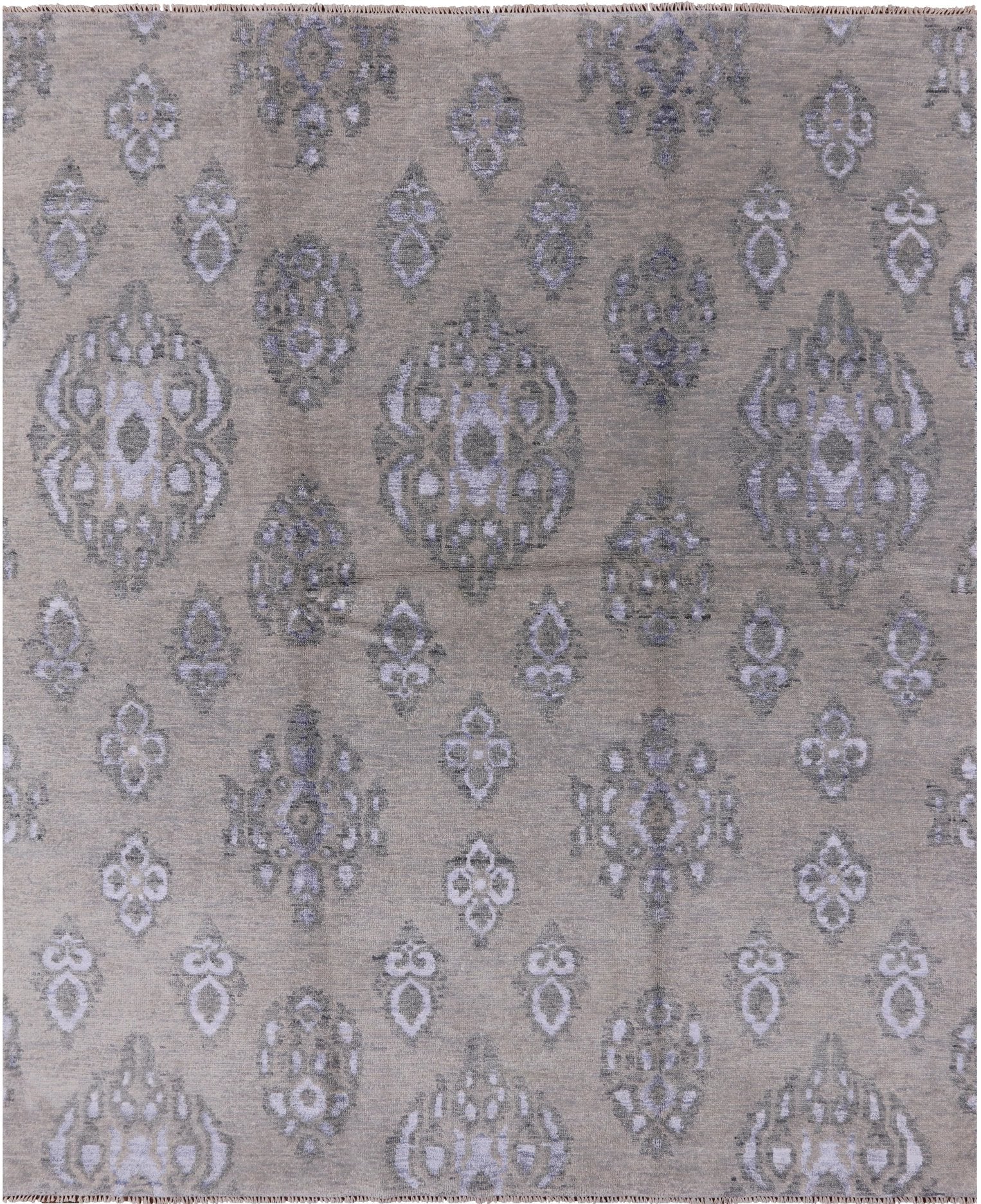 Grey Turkish Oushak Hand Knotted Wool & Silk Rug - 8' 0" X 9' 10" - Golden Nile
